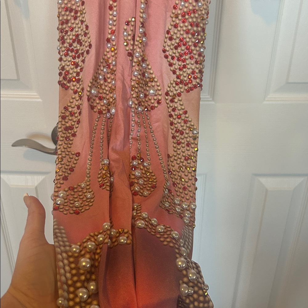 Stunning NWOT Pink Rhinestone Aerial Dance Circus Catsuit Bodysuit Unitard - Picture 7 of 9